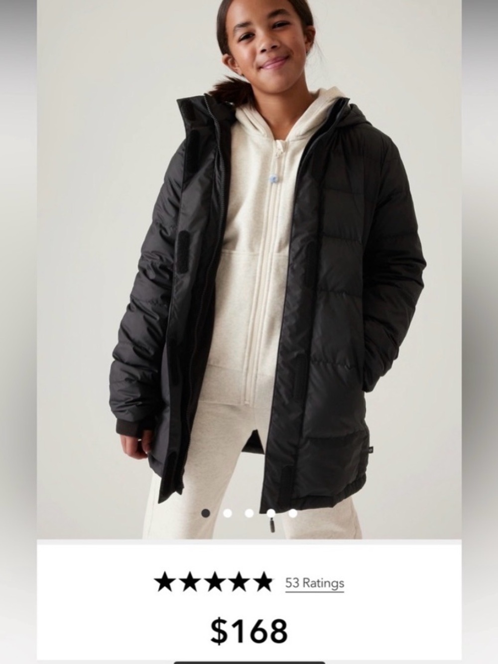 Athleta Girl Snow Day Down Puffer Jacket with Hood NEW XS/6